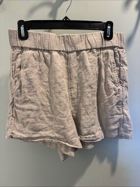 J. Crew High-Waist Linen-Blend Shorts in Light Taupe